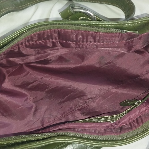 Vintage 00s Tommy Hilfiger faux croc dark green handbag - Picture 5 of 9